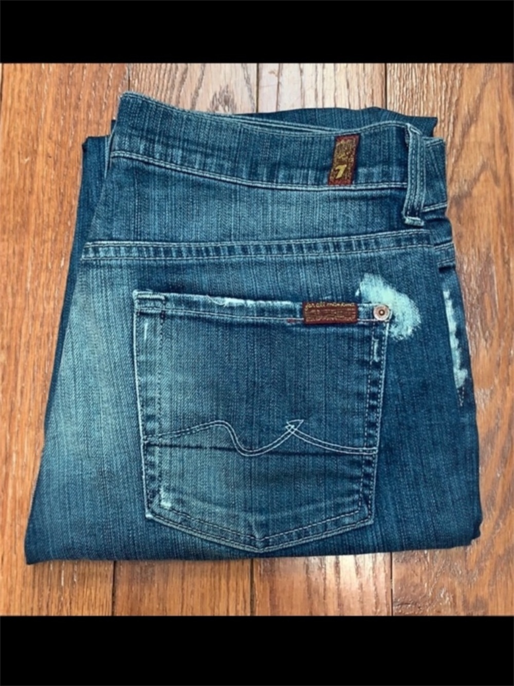 7 For all Mankind crop boy cut distressed jeans